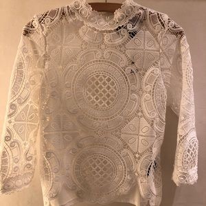 Anthropologie Lace High Neck Top
